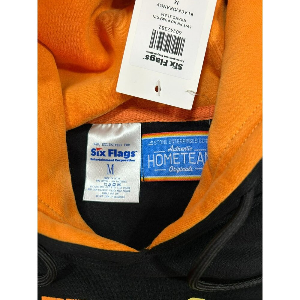 Six Flags ValleyScare Halloween Black & Orange Hoodie With Pumpkin Graphics - Picture 4 of 5